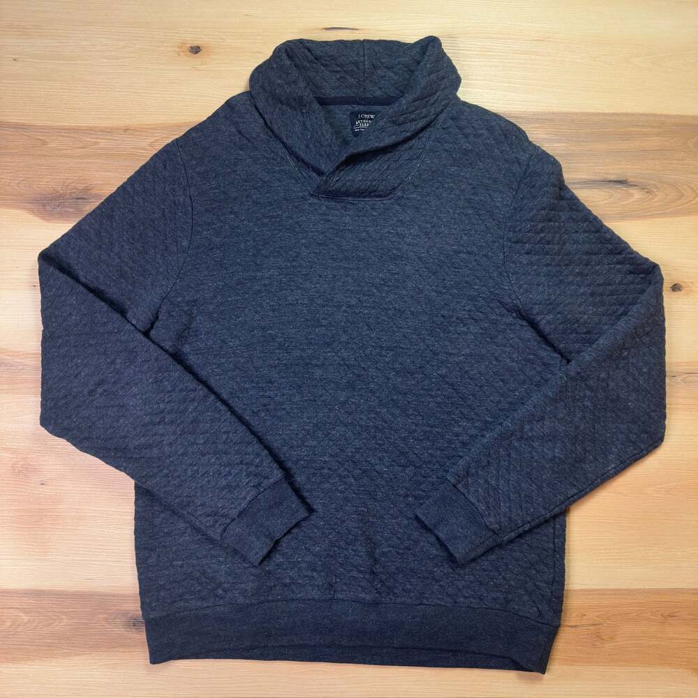 J.Crew Quilted Shawl Collar Blue Nebula Men's Pullover Sweater Size XL BU376
